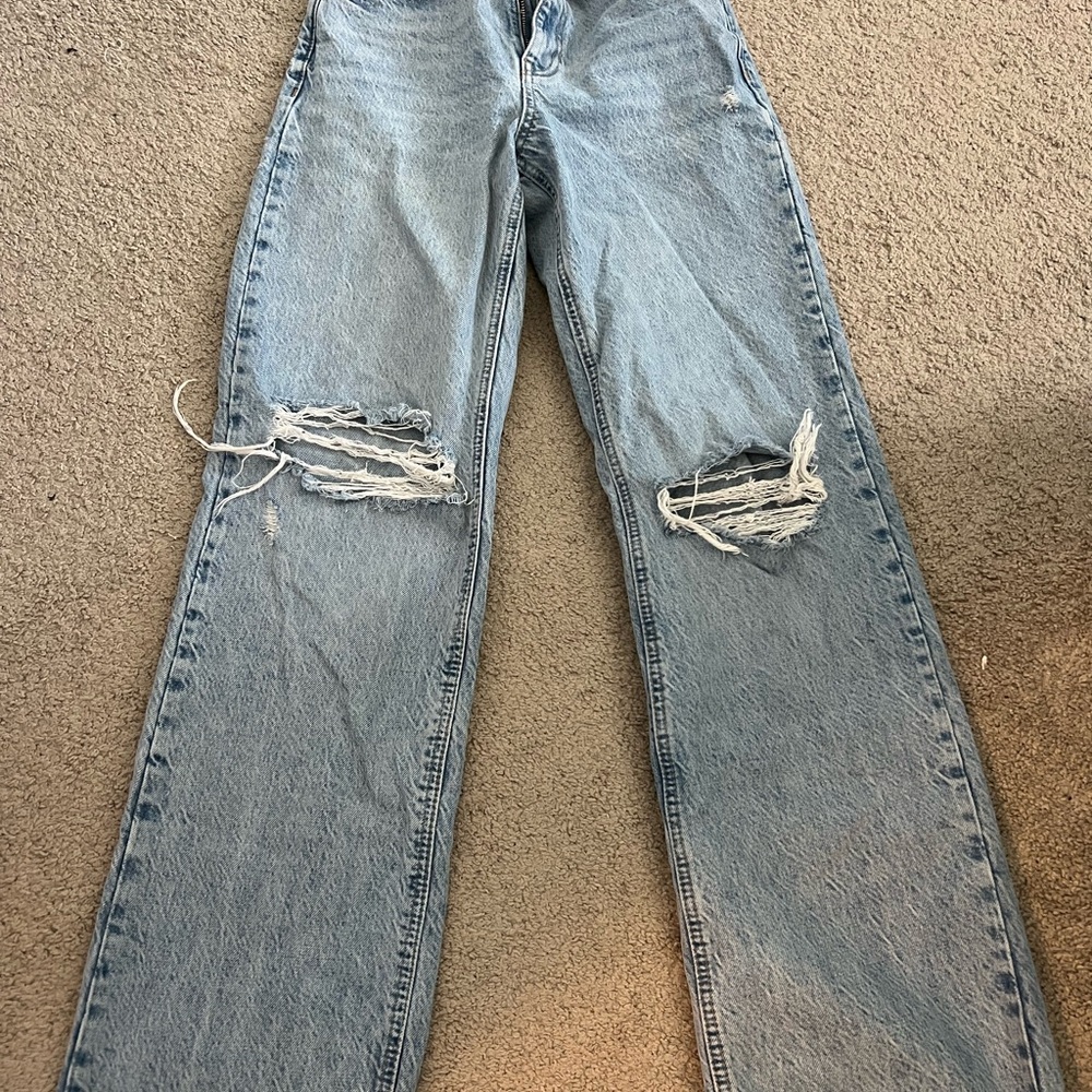 Distressed Blue Jeans